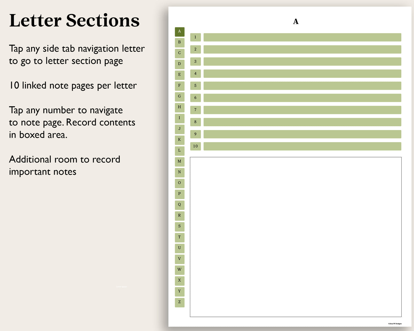 A to Z Tab Cornell Notebook | for reMarkable Paper Pro