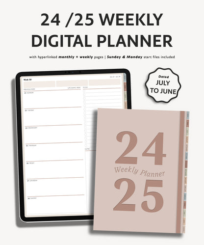 2024 2025 Mid Year Weekly Planner | Simple Minimal