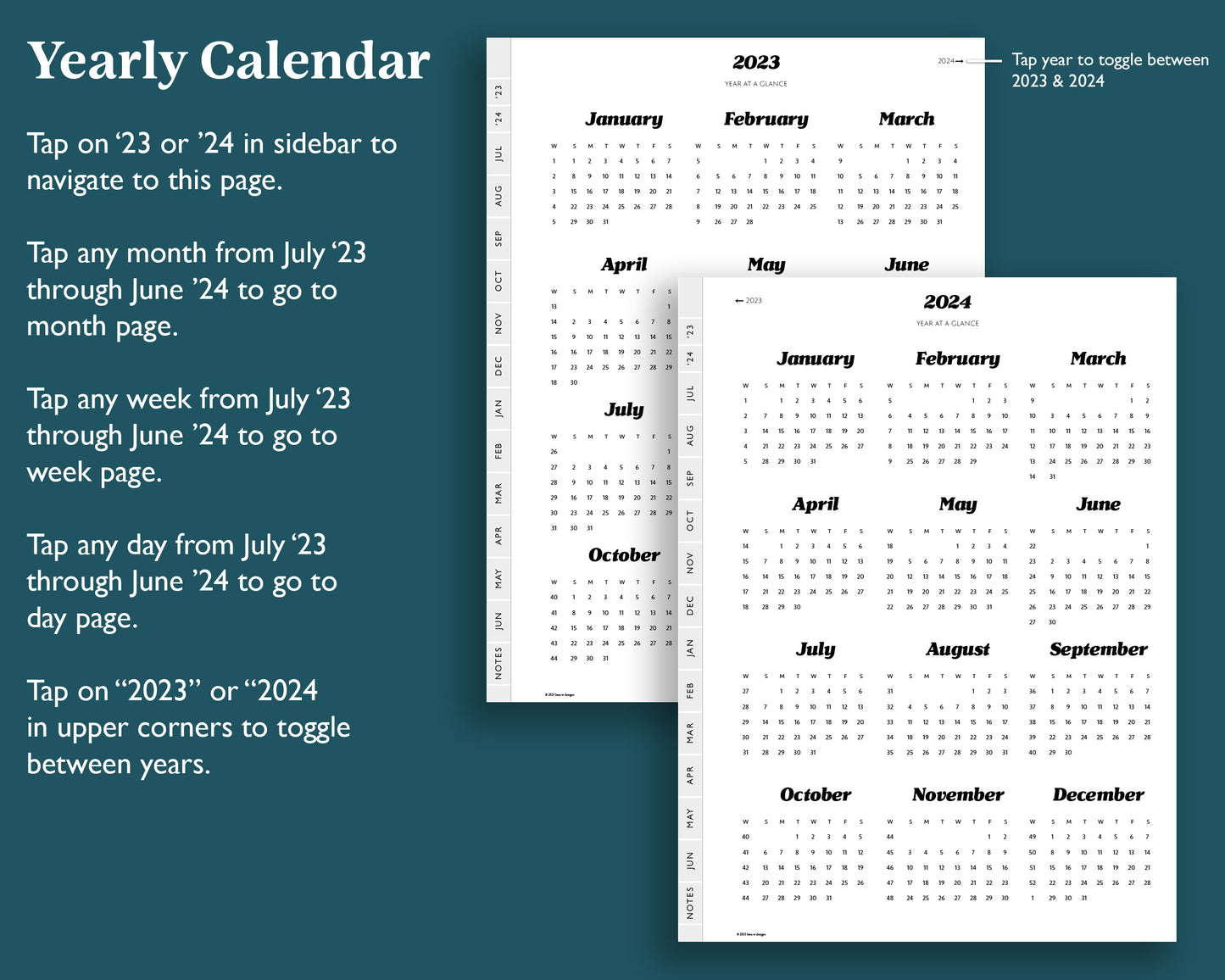 2023 2024 Mid Year Daily Planner | for e-ink Devices