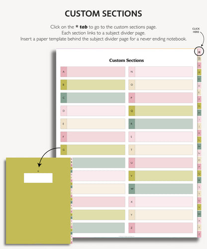 A to Z Tab Notebook | Multiple Paper & Planning Templates | Minimal Collection