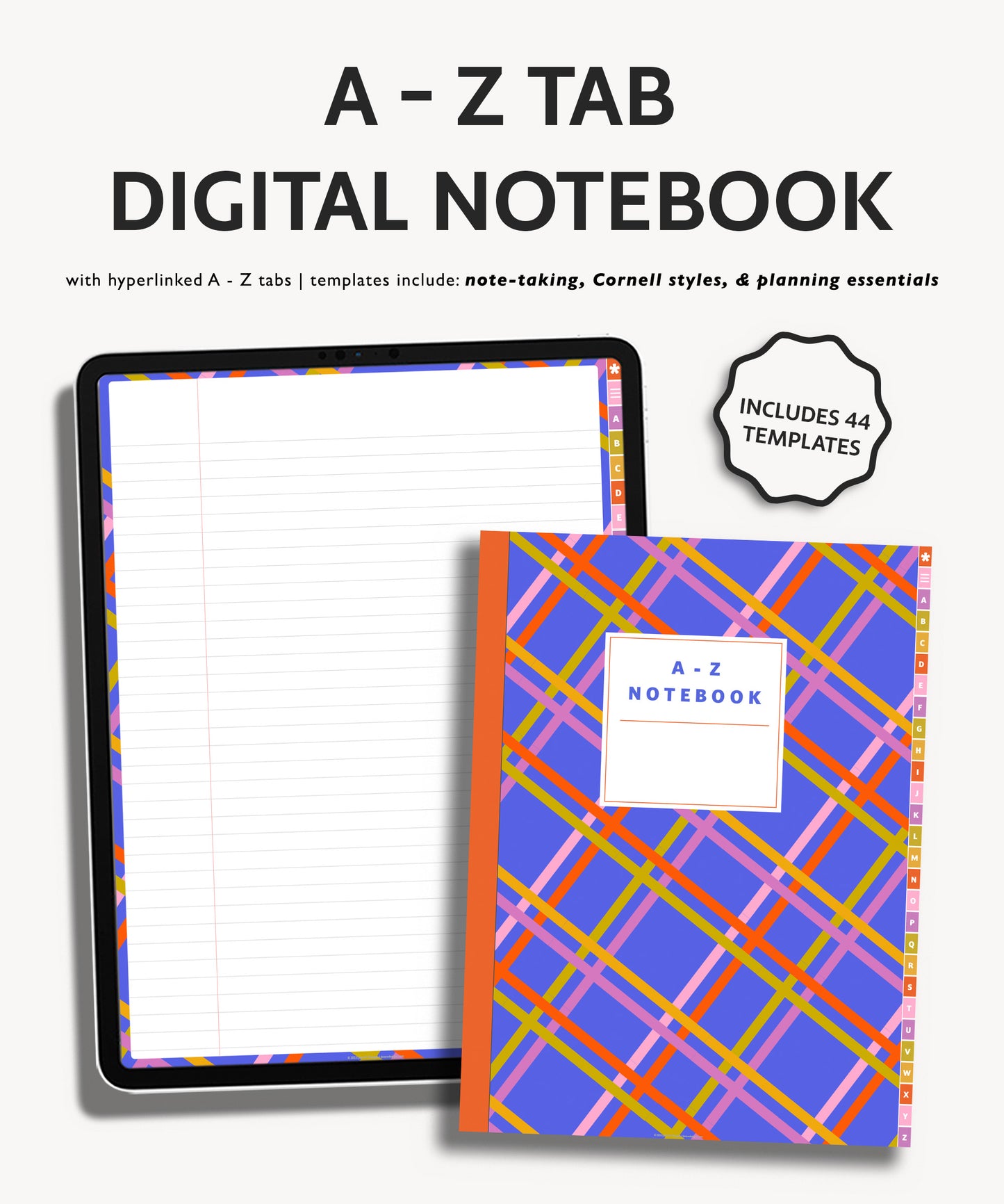 A to Z Tab Notebook | Multiple Paper & Planning Templates | Playful Collection