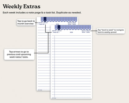 2026 Dated Weekly Digital Planner for reMarkable Paper Pro Move | Minimalist Hyperlinked Planner