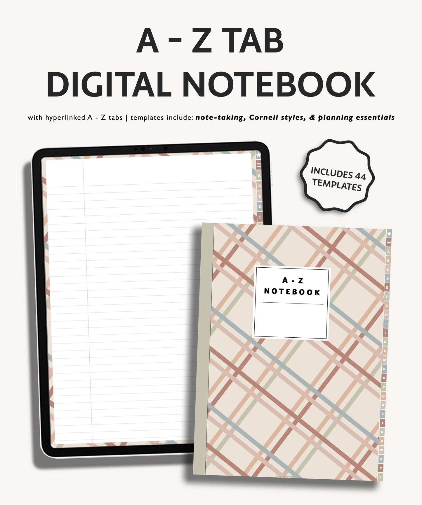 A to Z Tab Notebook | Multiple Paper & Planning Templates | Playful Collection