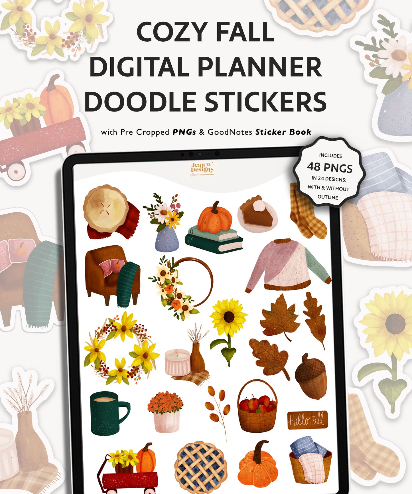 Cozy Fall Digital Planner Stickers | Doodle Pack