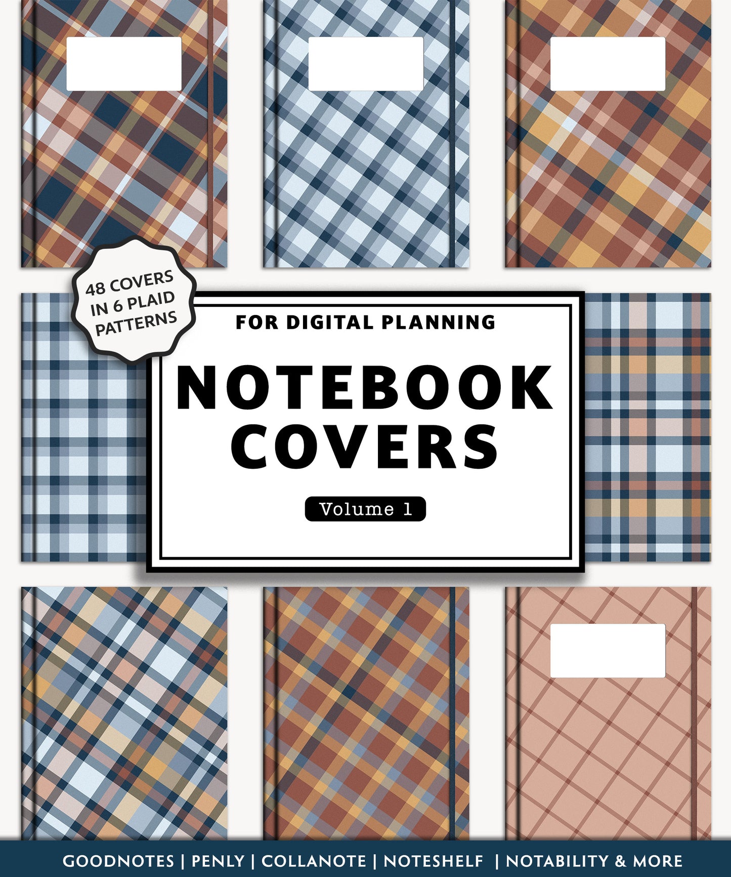 Digital Planner & Notebook Cover | 48 Plaid Covers