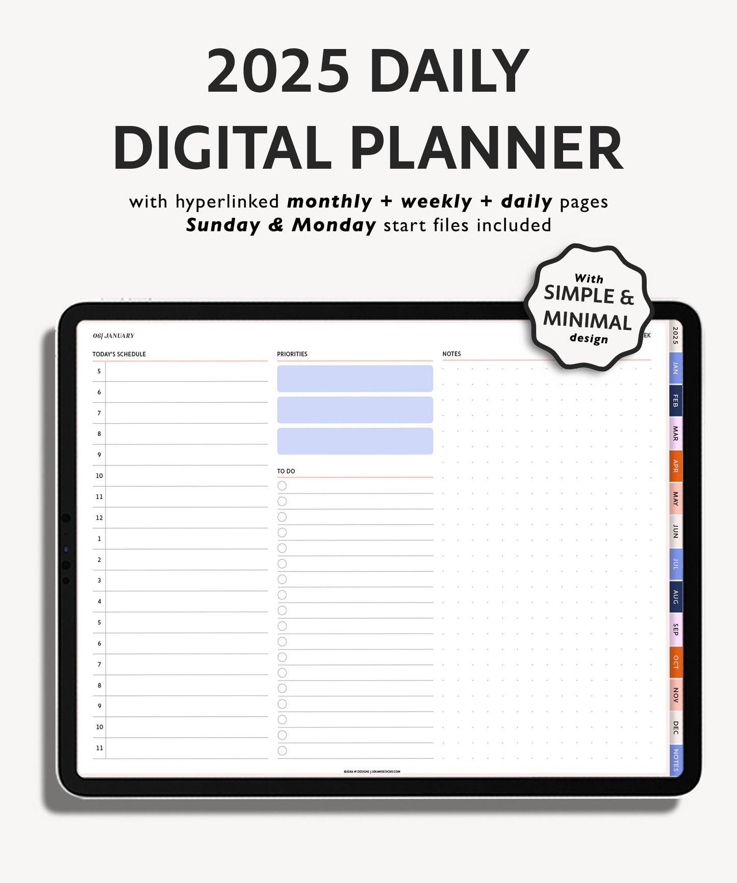 2025 Simple Landscape Daily Digital Planner | Modern Minimal