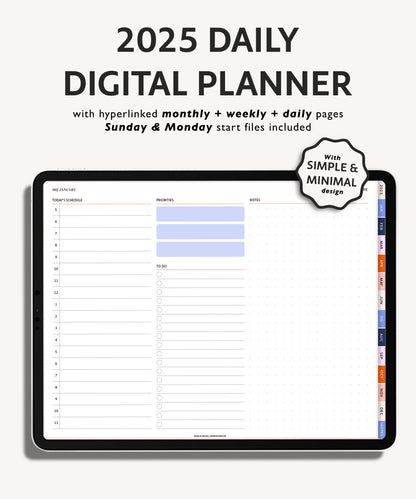 2025 Simple Landscape Daily Digital Planner | Modern Minimal