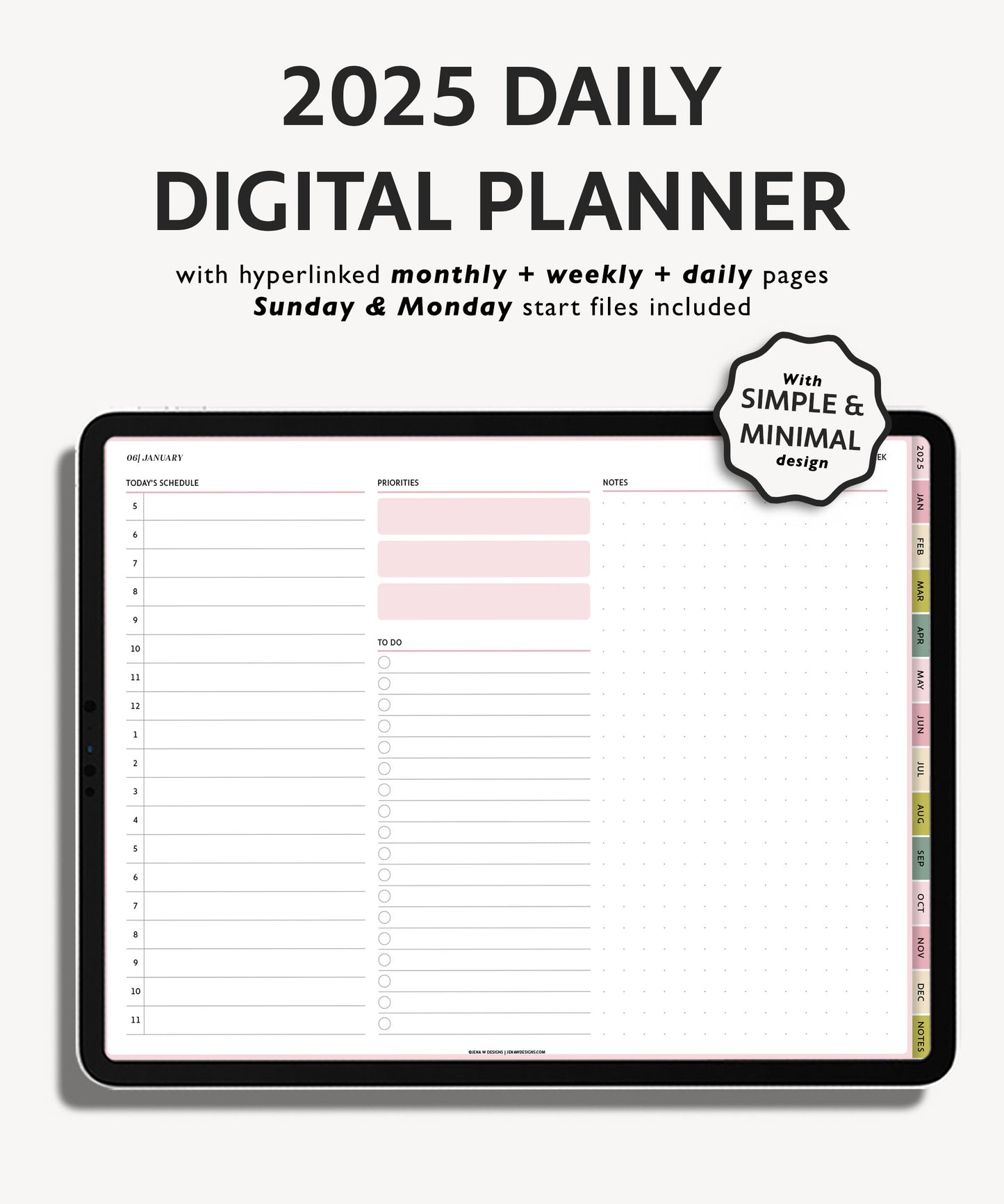 2025 Simple Landscape Daily Digital Planner | Modern Minimal