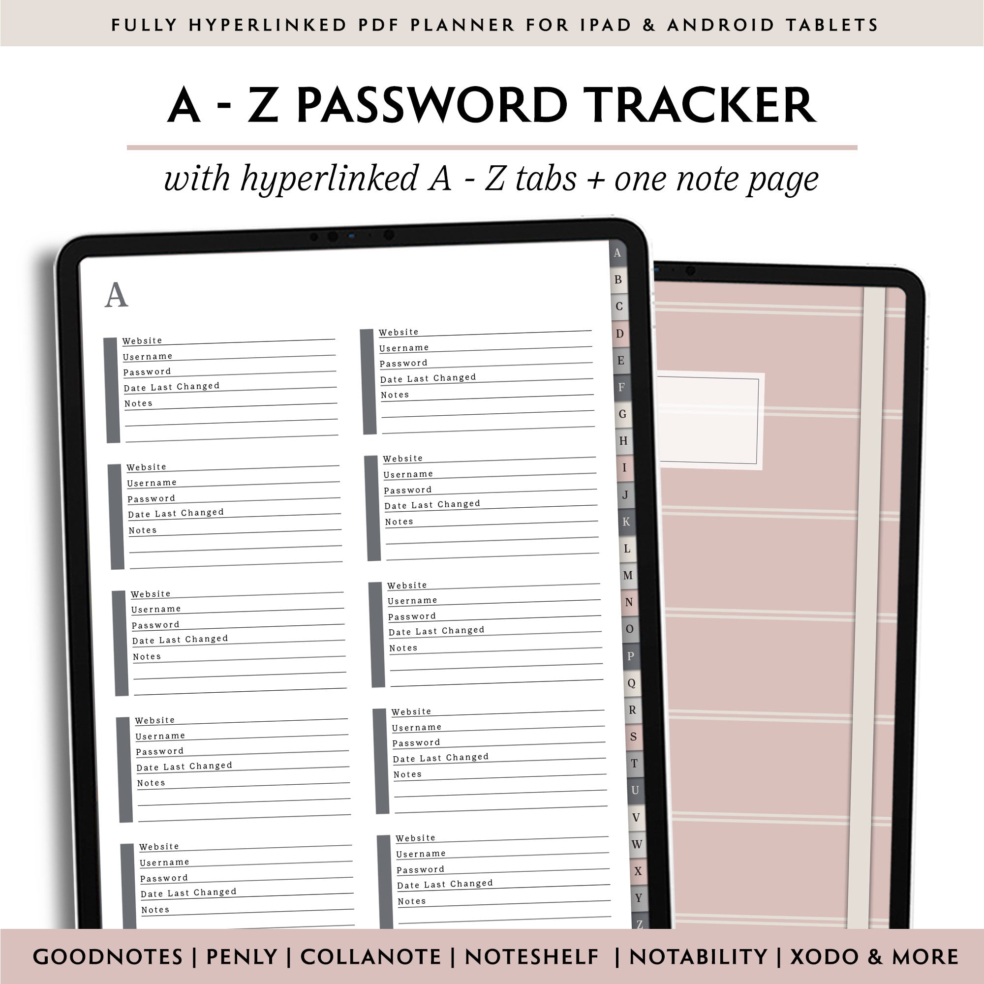 A-Z Tab Digital Password Book – Jena W Designs