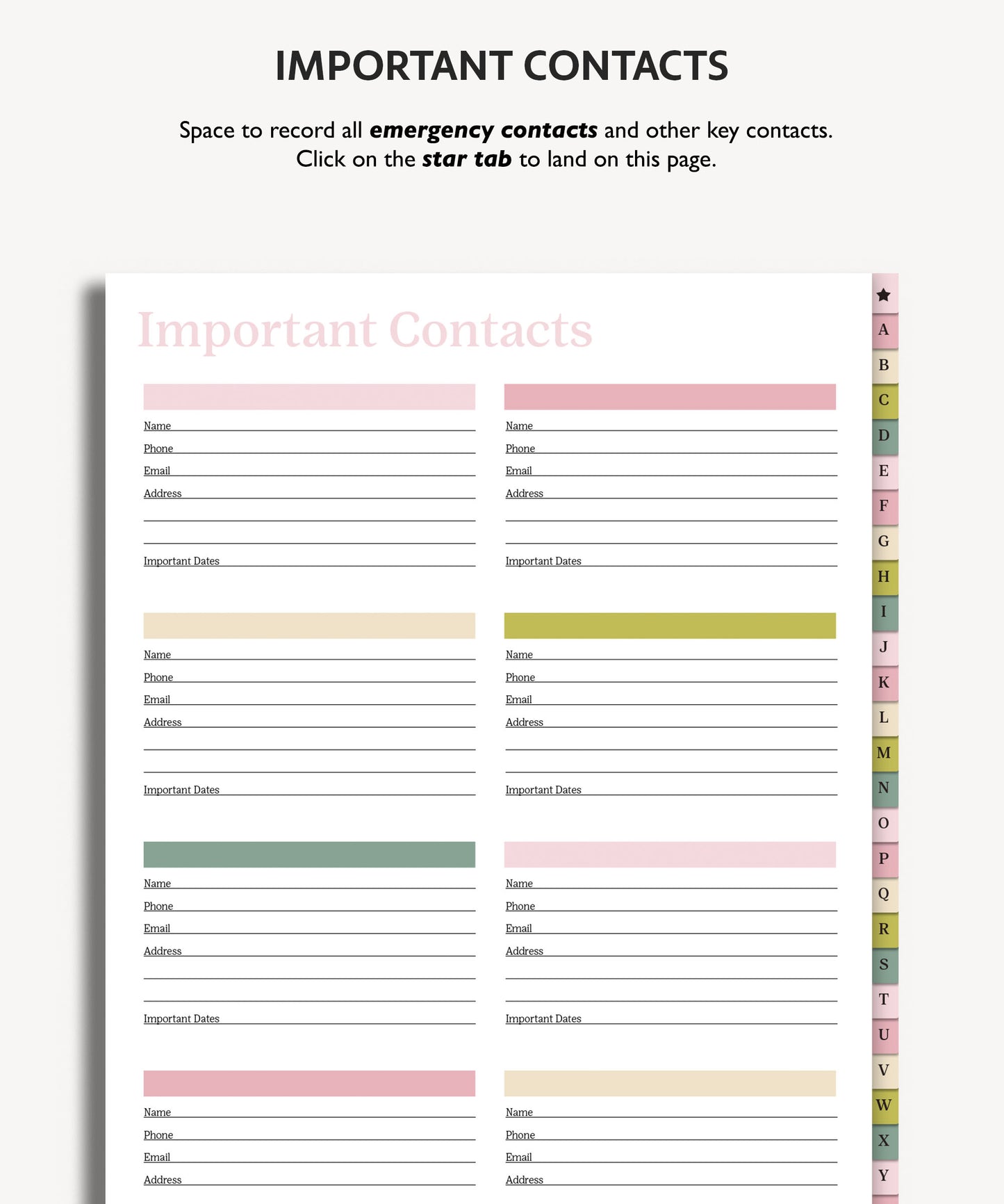 Digital Address Book | Hyperlinked PDF Contact Book