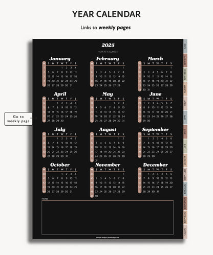 2025 Weekly Planner Dark Mode | Minimal Modern Simple Agenda