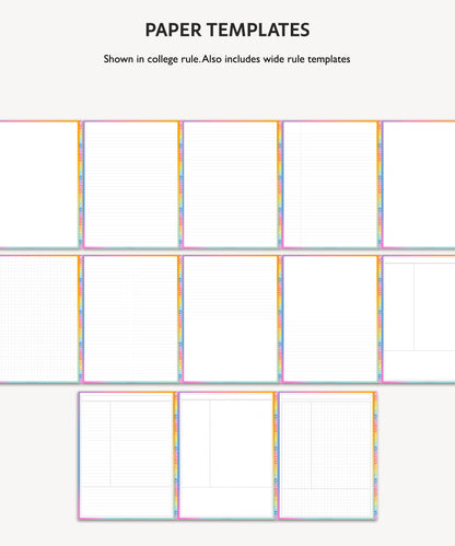 Rainbow A to Z Tab Notebook | Multiple Paper & Planning Templates