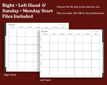 2026 Digital Planner for Kindle Scribe | Landscape Monthly Agenda