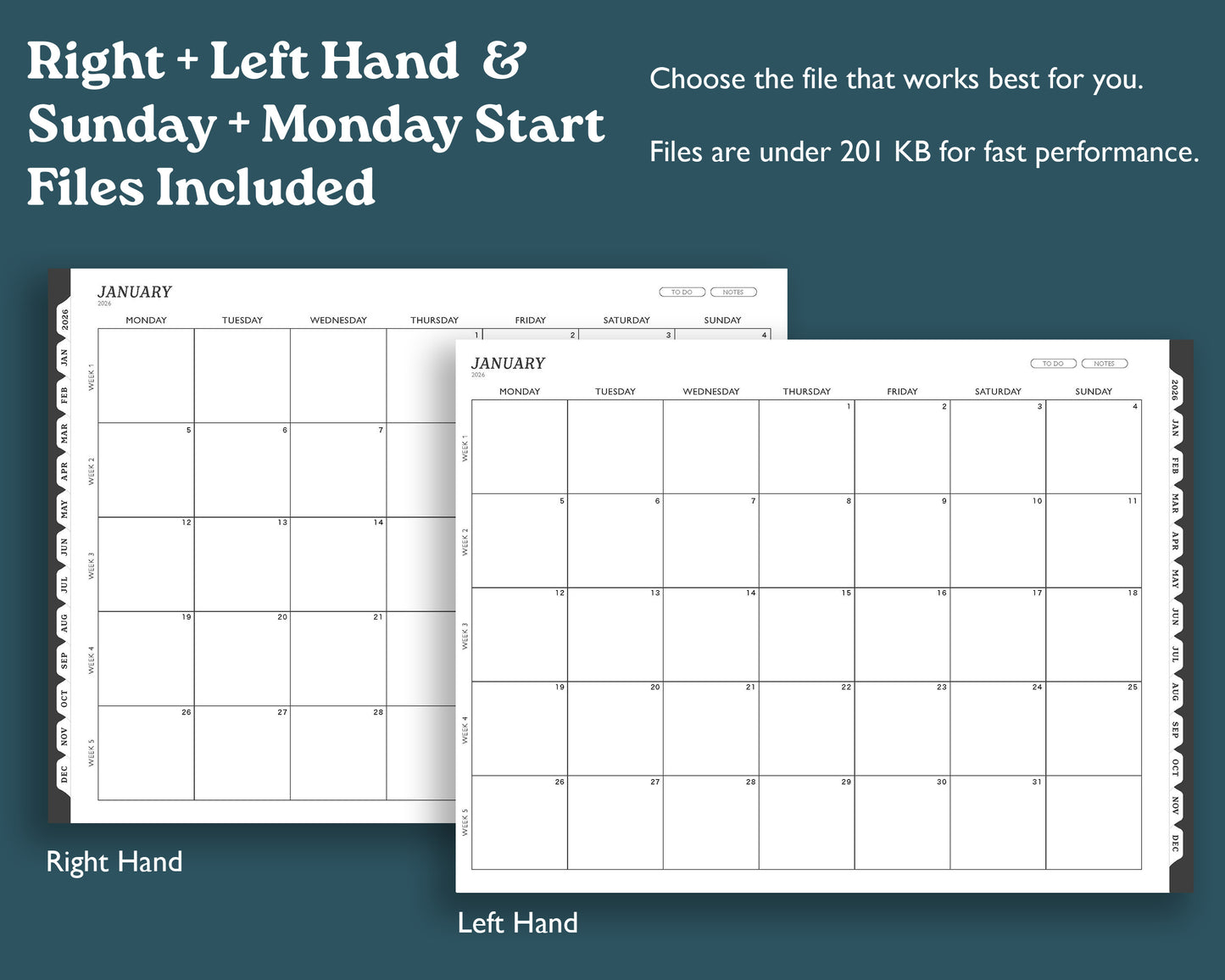 2026 Monthly Planner with To Do Lists | Landscape Planner for reMarkable 2