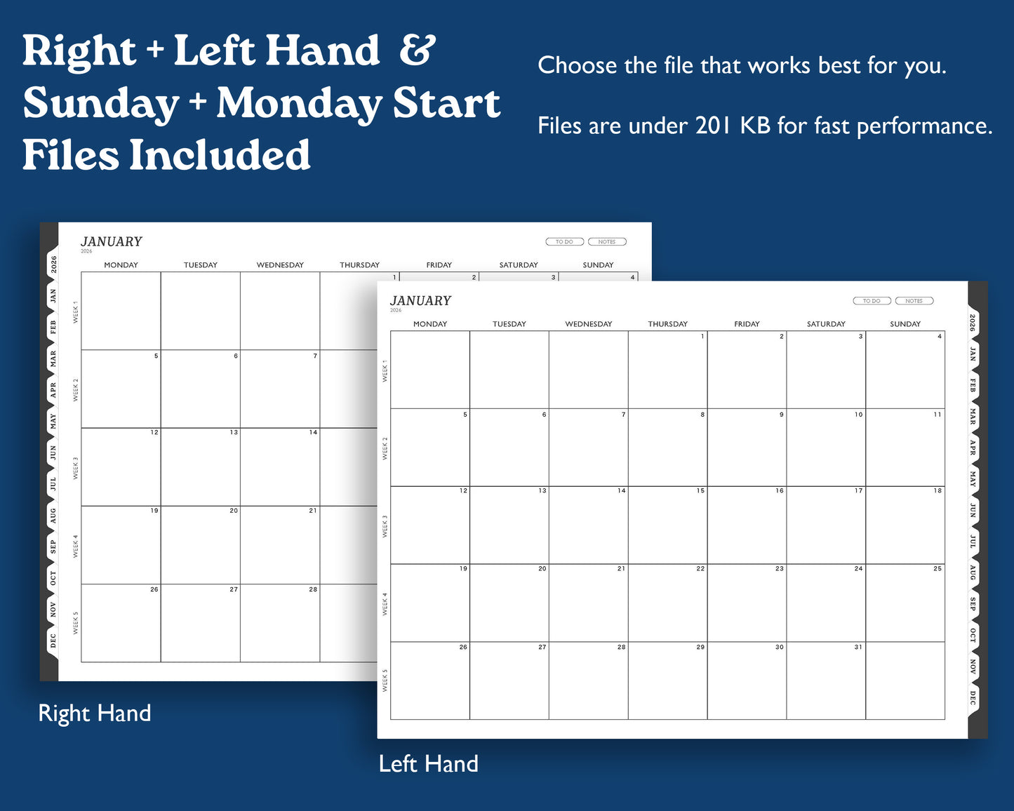 2026 Digital Planner for Supernote: Monthly Agenda (PDF)