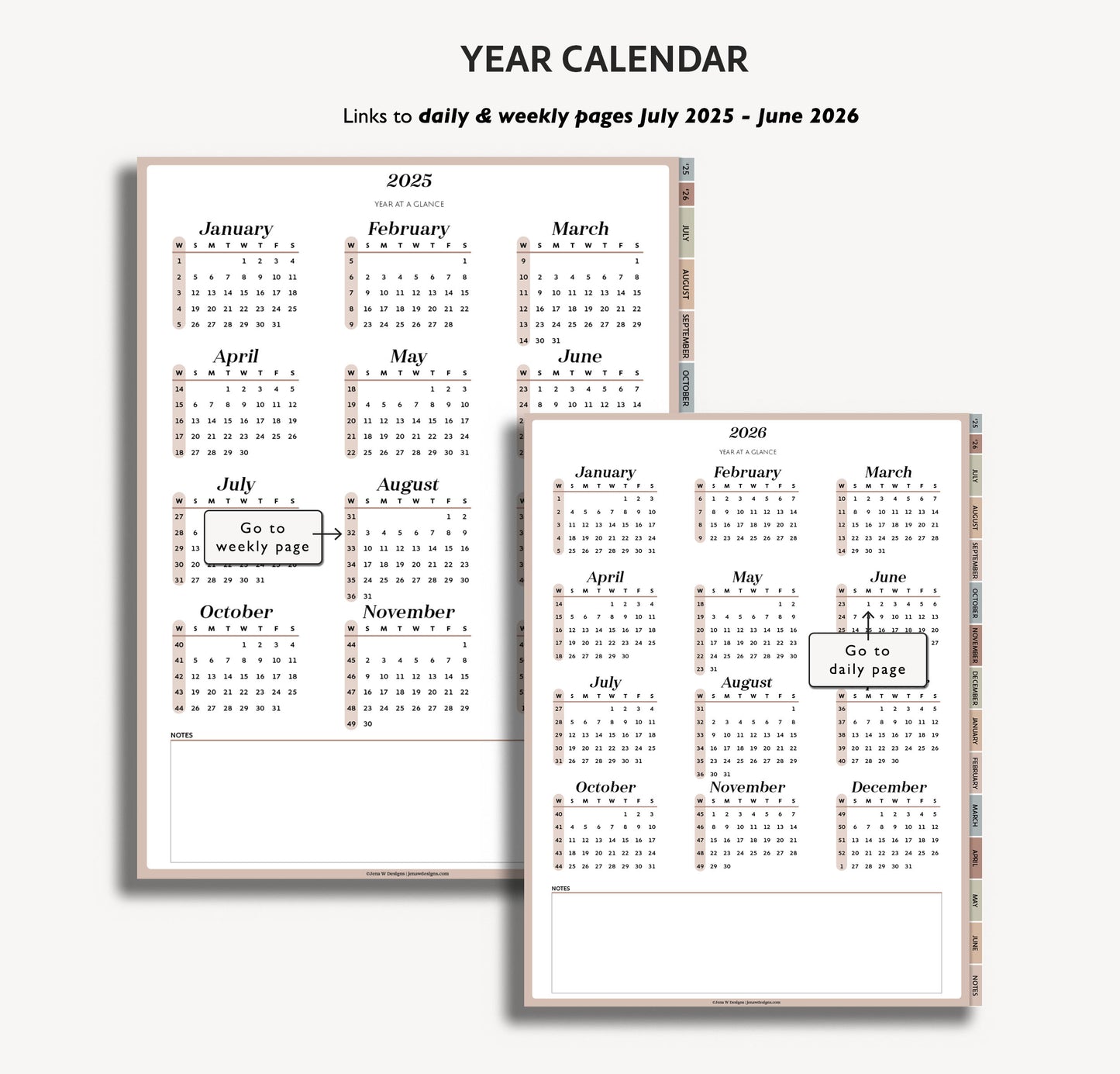 2025 2026 Mid Year Daily Planner | Minimal Modern Simple Agenda