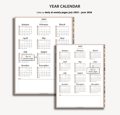 2025 2026 Mid Year Daily Planner | Minimal Modern Simple Agenda