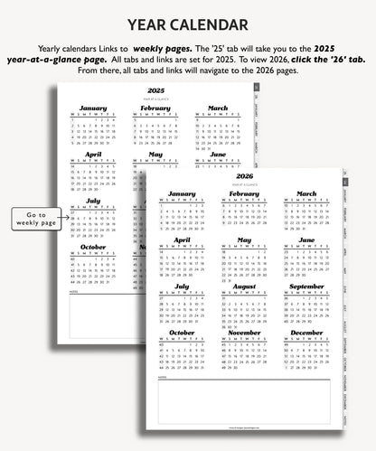 2025 2026 Two Year Weekly Planner | Minimal Modern Simple Agenda