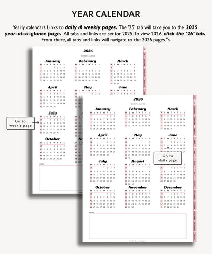 2025 2026 Two Year Daily Planner | Minimal Modern Simple Agenda