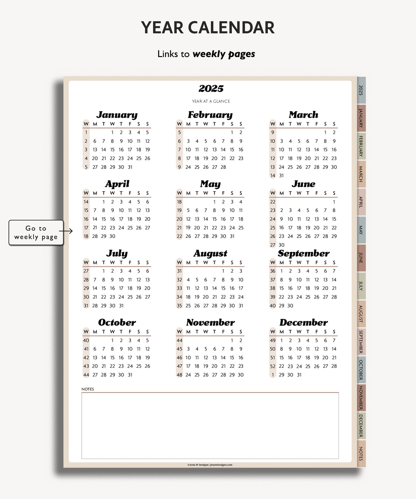 2025 Weekly Planner | Minimal Modern Simple Agenda