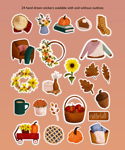 Cozy Fall Digital Planner Stickers | Doodle Pack