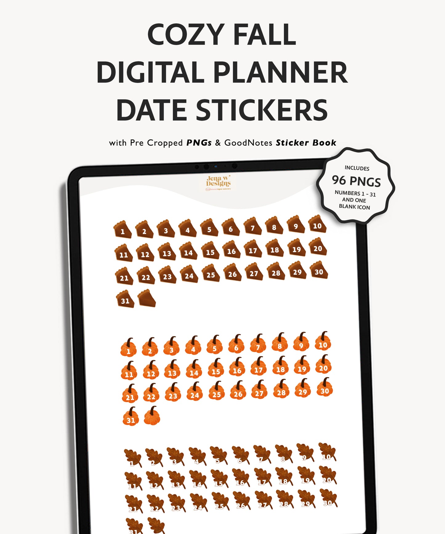 Digital Planner Date Dot Stickers | Cozy Fall