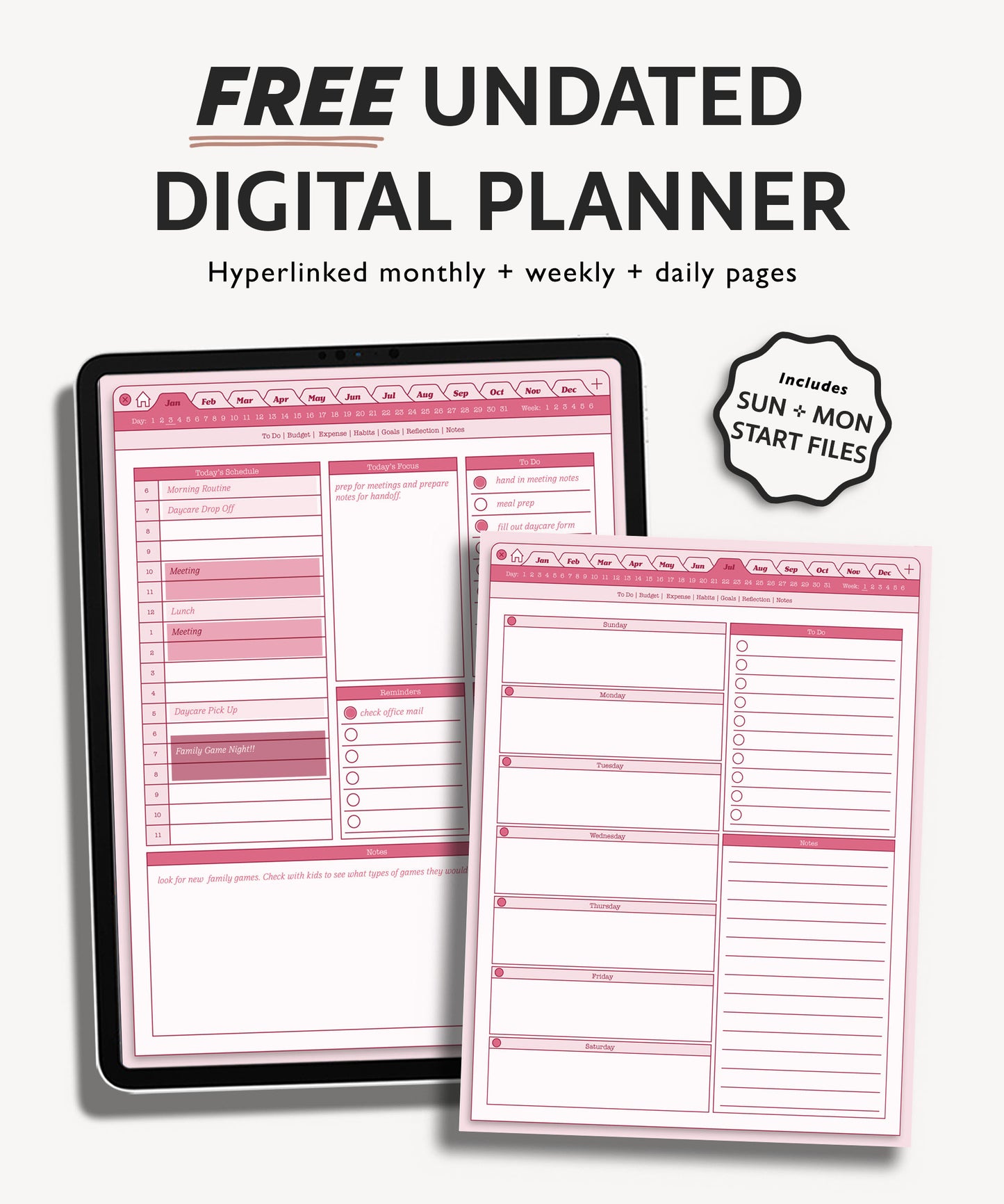 FREE Undated Daily Planner | Browser Aesthetic