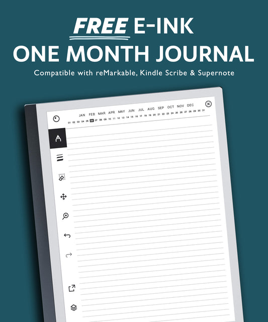 Free One Month Daily Journal | E-Ink Device Compatibility Tester For reMarkable, Kindle Scribe, and Supernote