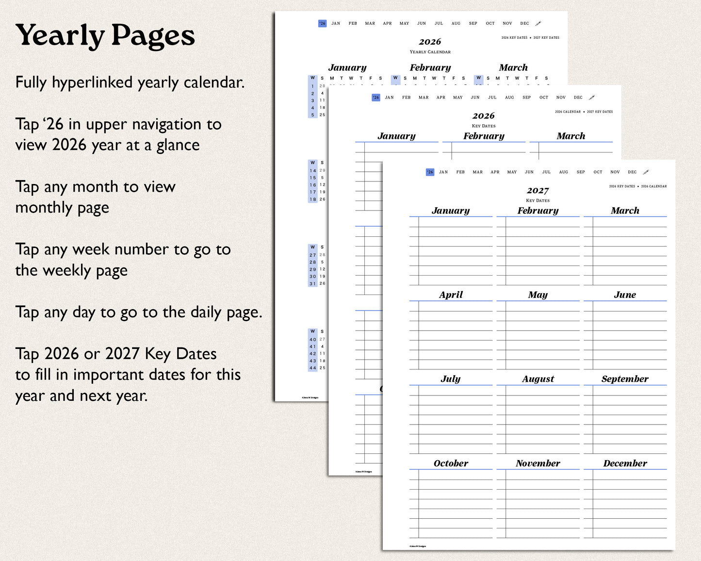 2026 Daily Digital Planner for reMarkable Paper Pro — Minimalist, Hyperlinked & Dated PDF