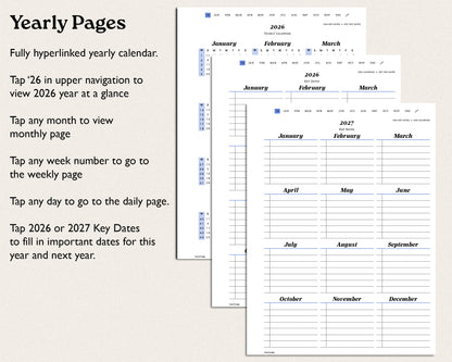 2026 Daily Digital Planner for reMarkable Paper Pro — Minimalist, Hyperlinked & Dated PDF