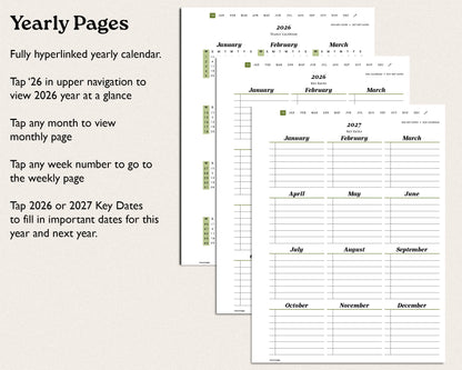2026 Weekly Digital Planner for reMarkable Paper Pro – Minimalist Hyperlinked PDF Agenda & Digital Notebook | Sunday or Monday Start, 5 Colors