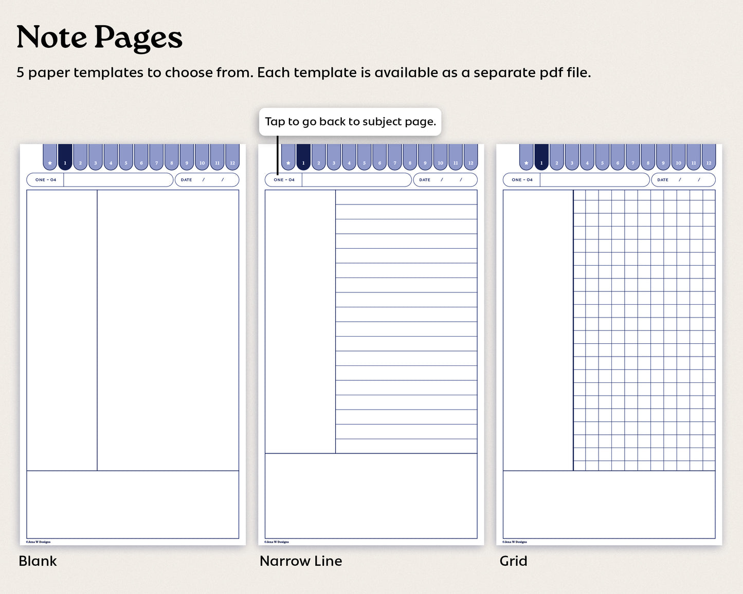 12 Subject Cornell Notebook | for reMarkable Paper Pro Move