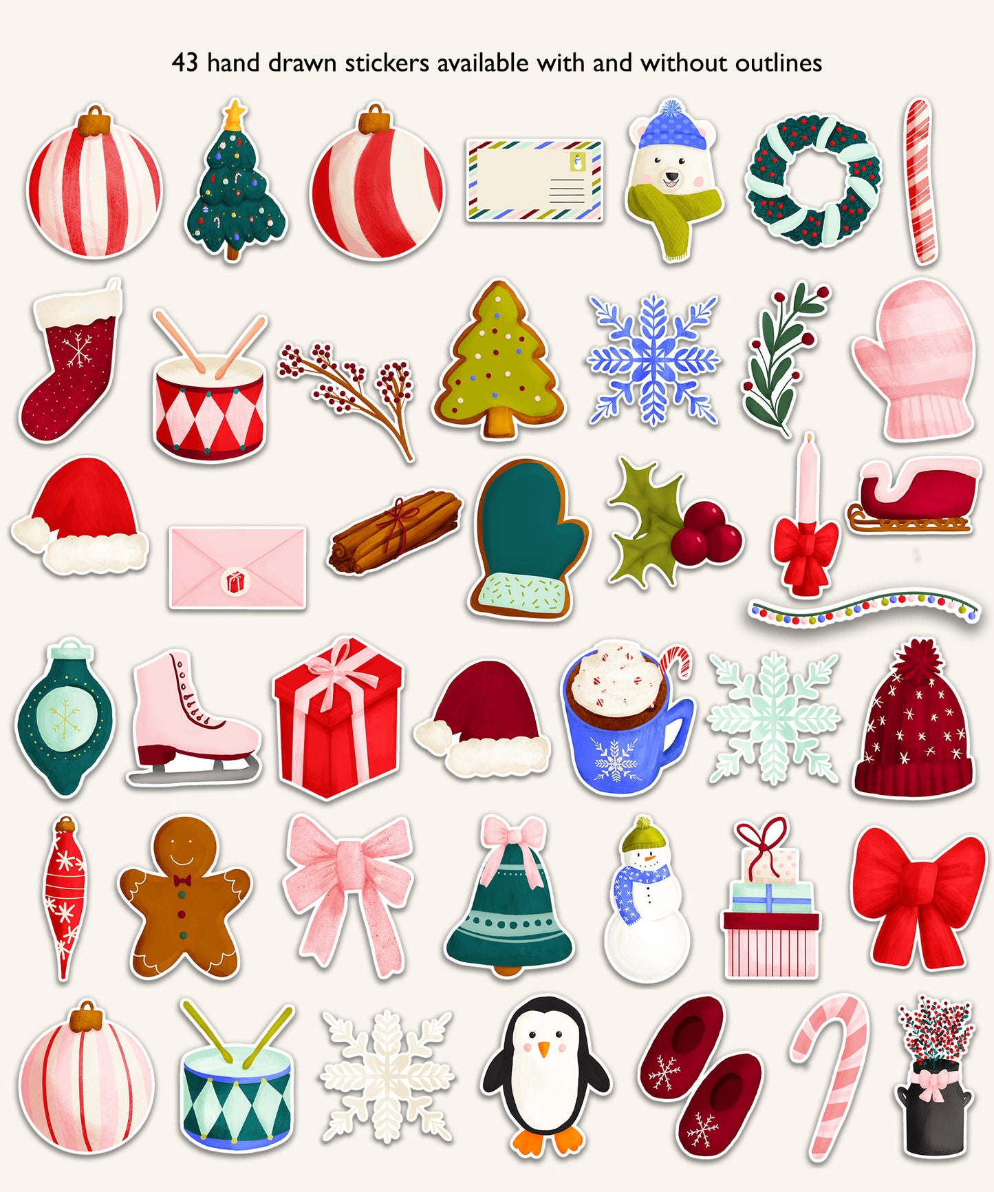 Christmas Holiday Digital Planner Stickers | Doodle Pack