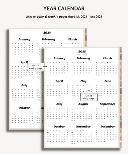 2024 2025 Mid Year Daily Planner | Minimal Modern Simple Agenda