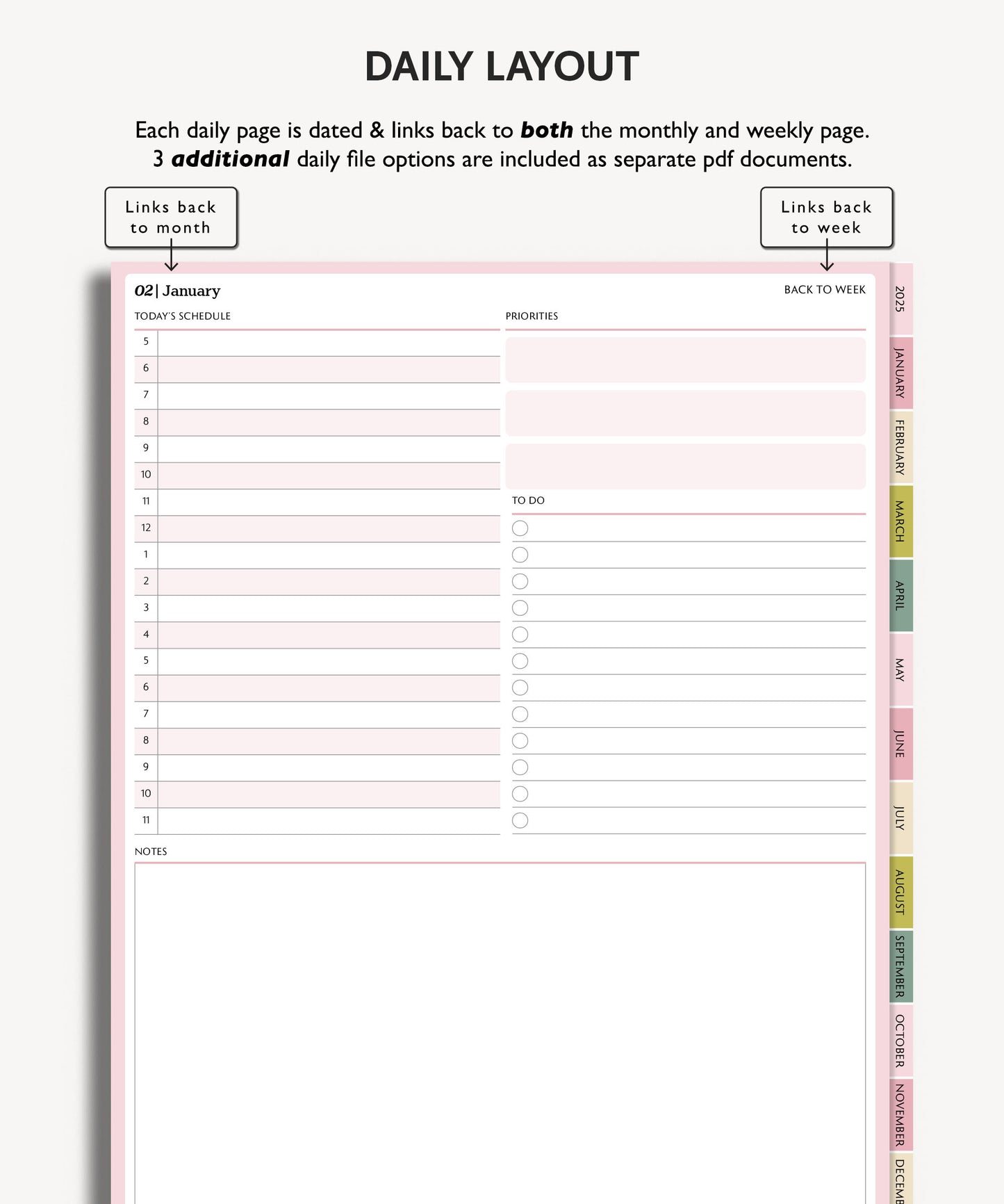 2025 Daily Planner | Minimal Modern Simple Agenda