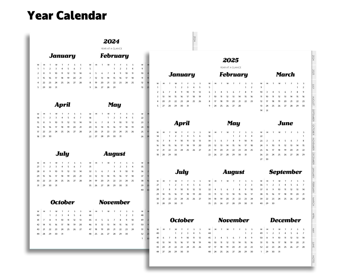 2024 2025 Mid Year Monthly Planner | Simple Minimal