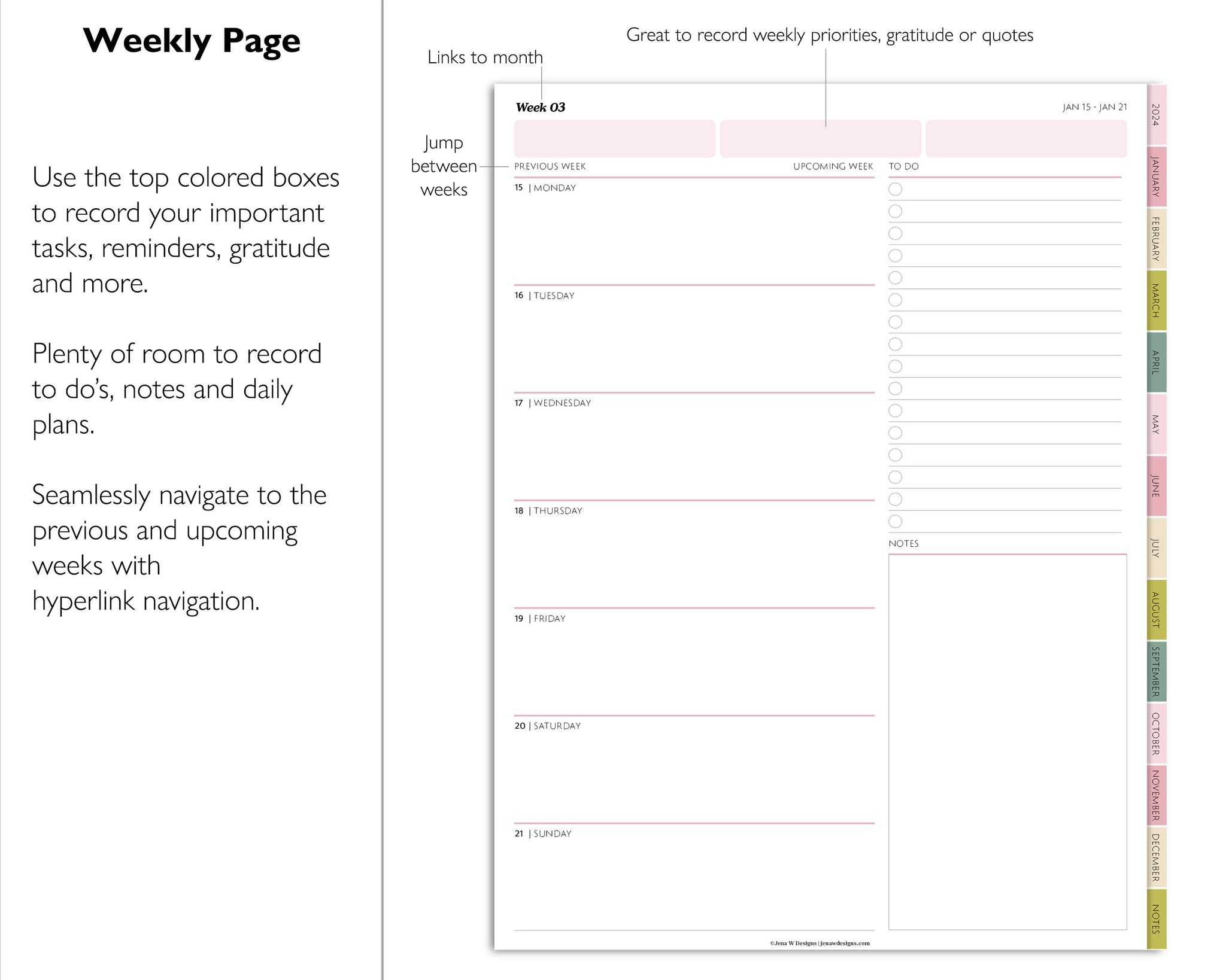 2024 Simple Weekly Digital Planner | Modern Minimal Collection – Jena W ...