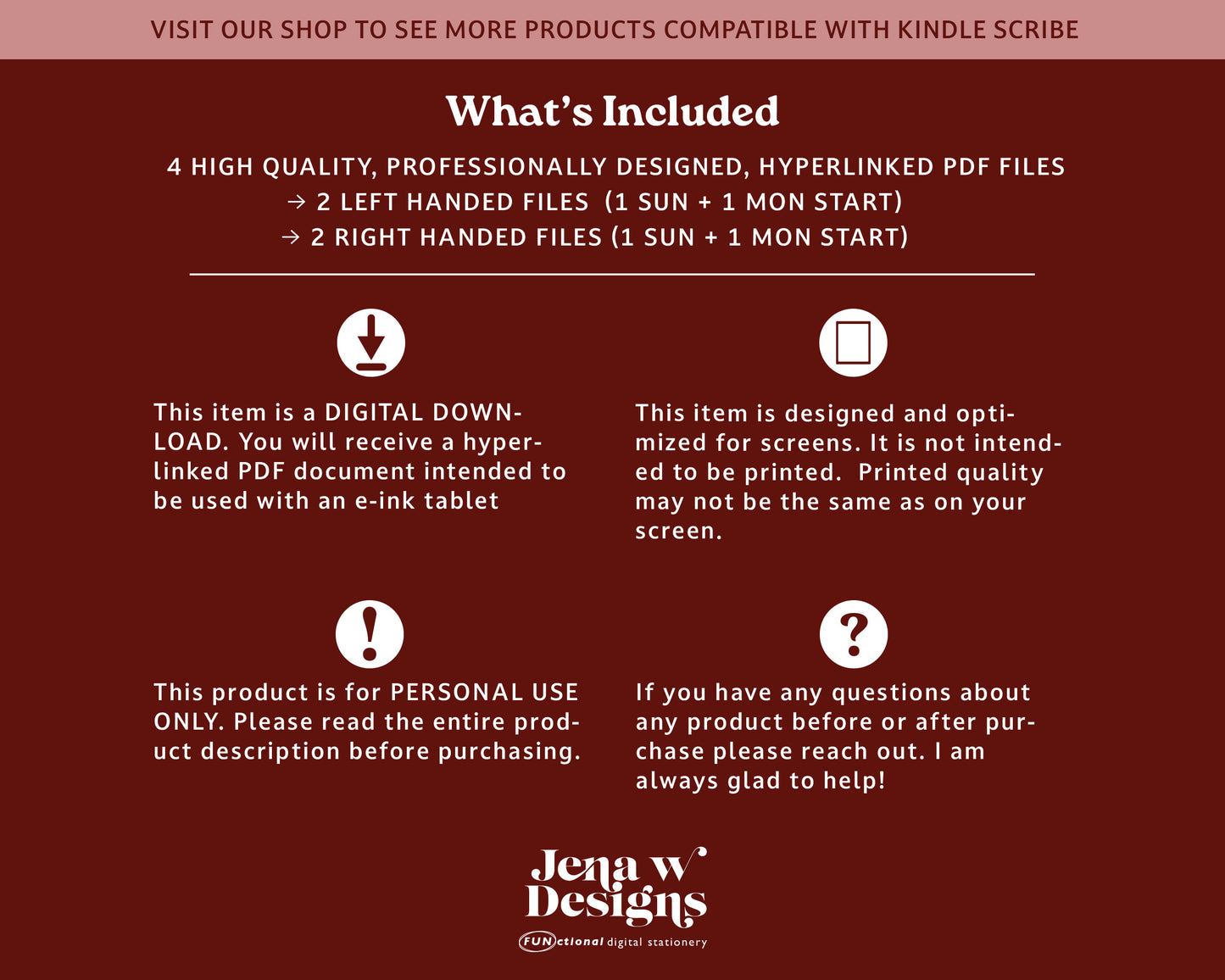 2026 Digital Planner for Kindle Scribe | Landscape Monthly Agenda