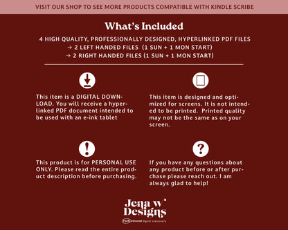 2026 Digital Planner for Kindle Scribe | Landscape Monthly Weekly Agenda