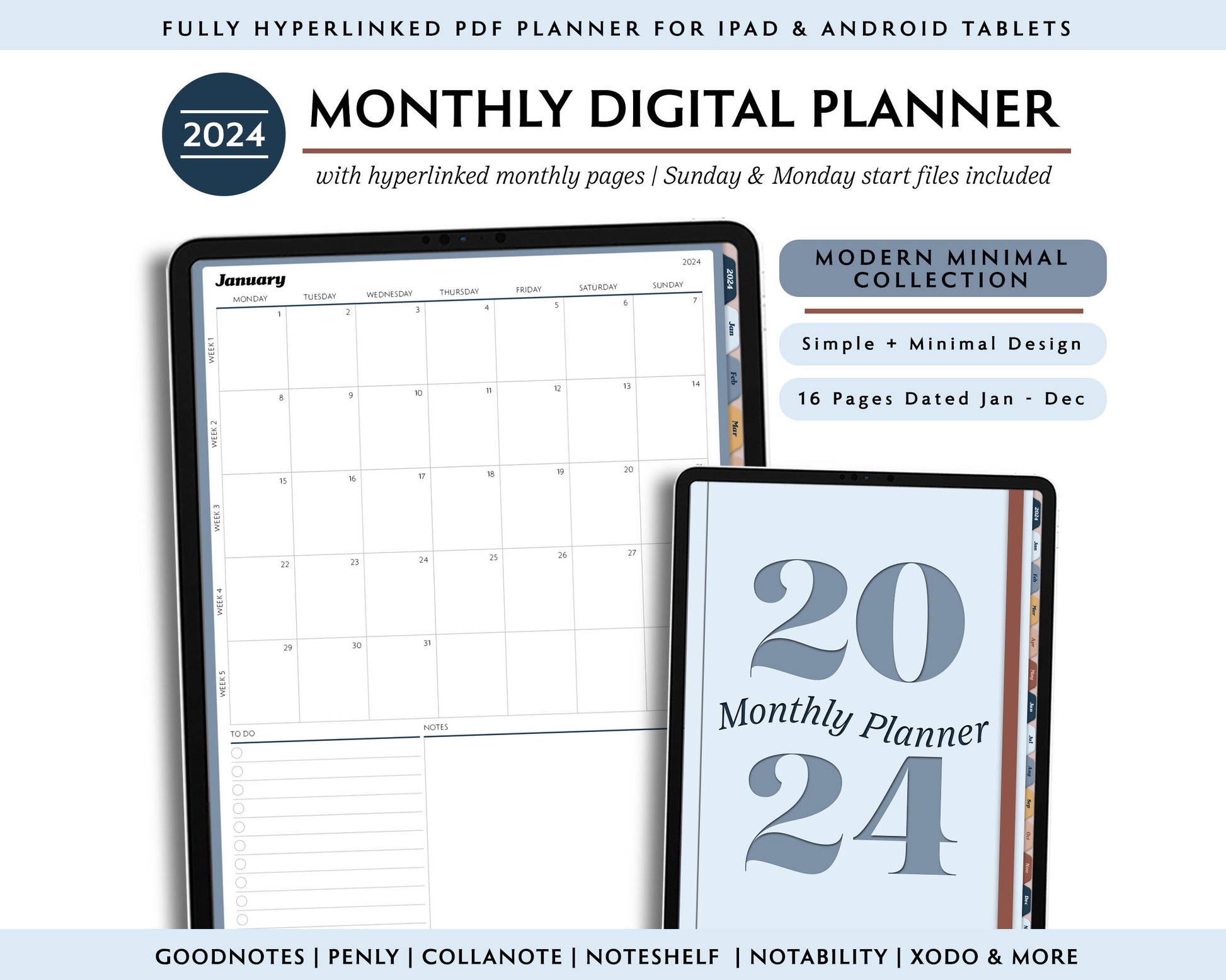 2024 Dated Planner Inserts, Monthly, Sunday Start
