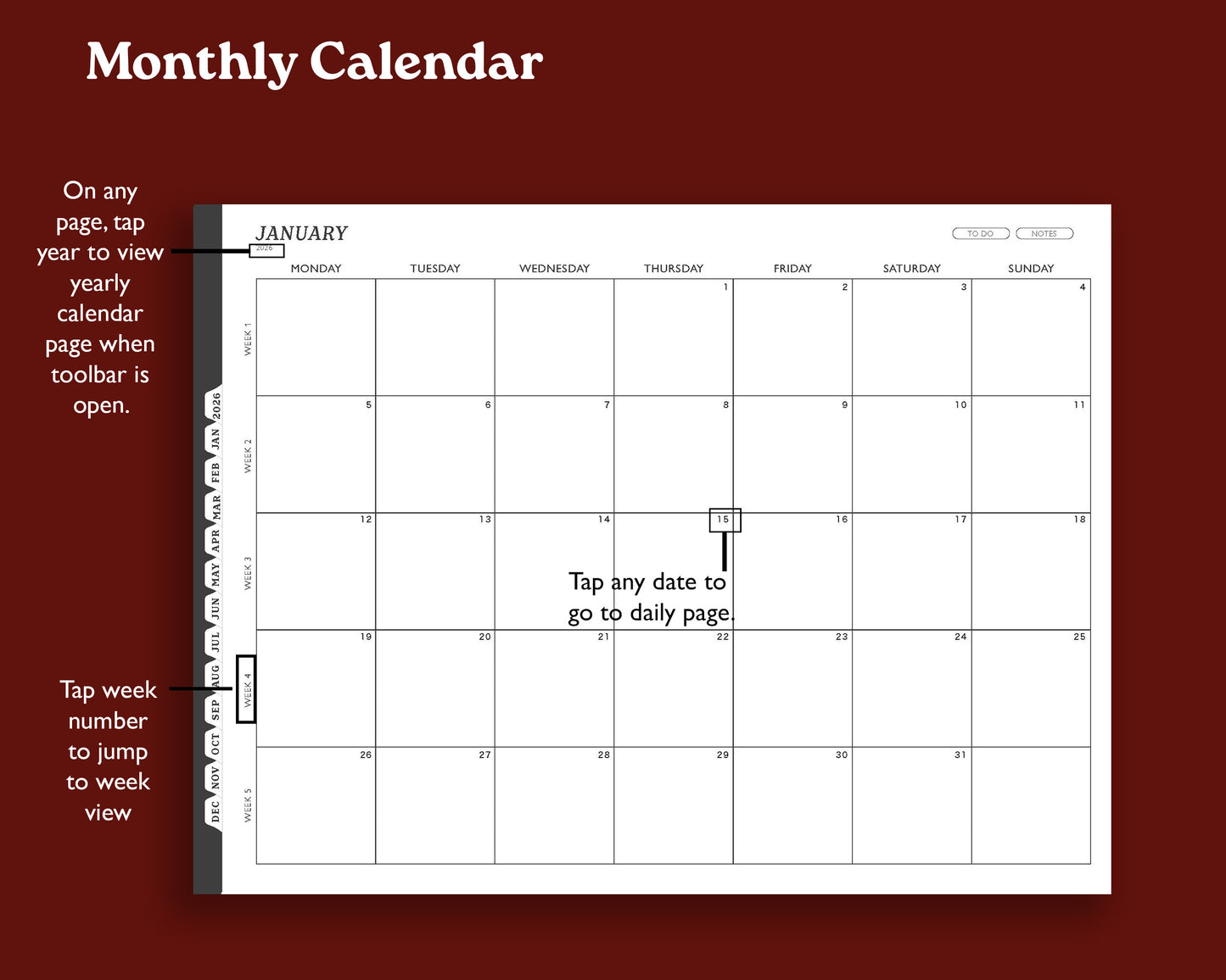 2026 Daily Digital Planner | Landscape Planner for Kindle Scribe