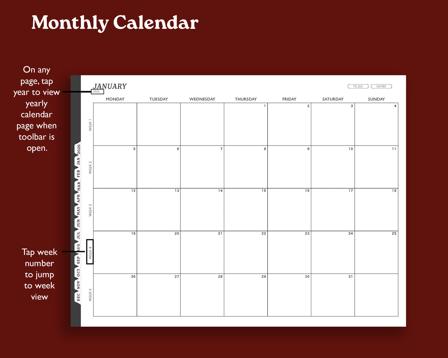 2026 Hourly Weekly Digital Planner | Landscape Planner for Kindle Scribe