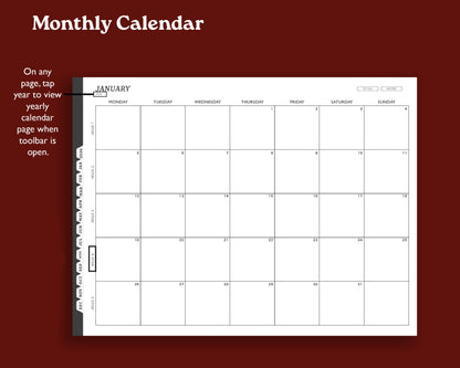 2026 Digital Planner for Kindle Scribe | Landscape Monthly Weekly Agenda