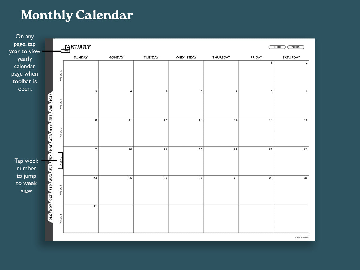 2027 Weekly Planner with To Do Lists | Landscape Planner for reMarkable 2, Paper Pure, Paper Pro