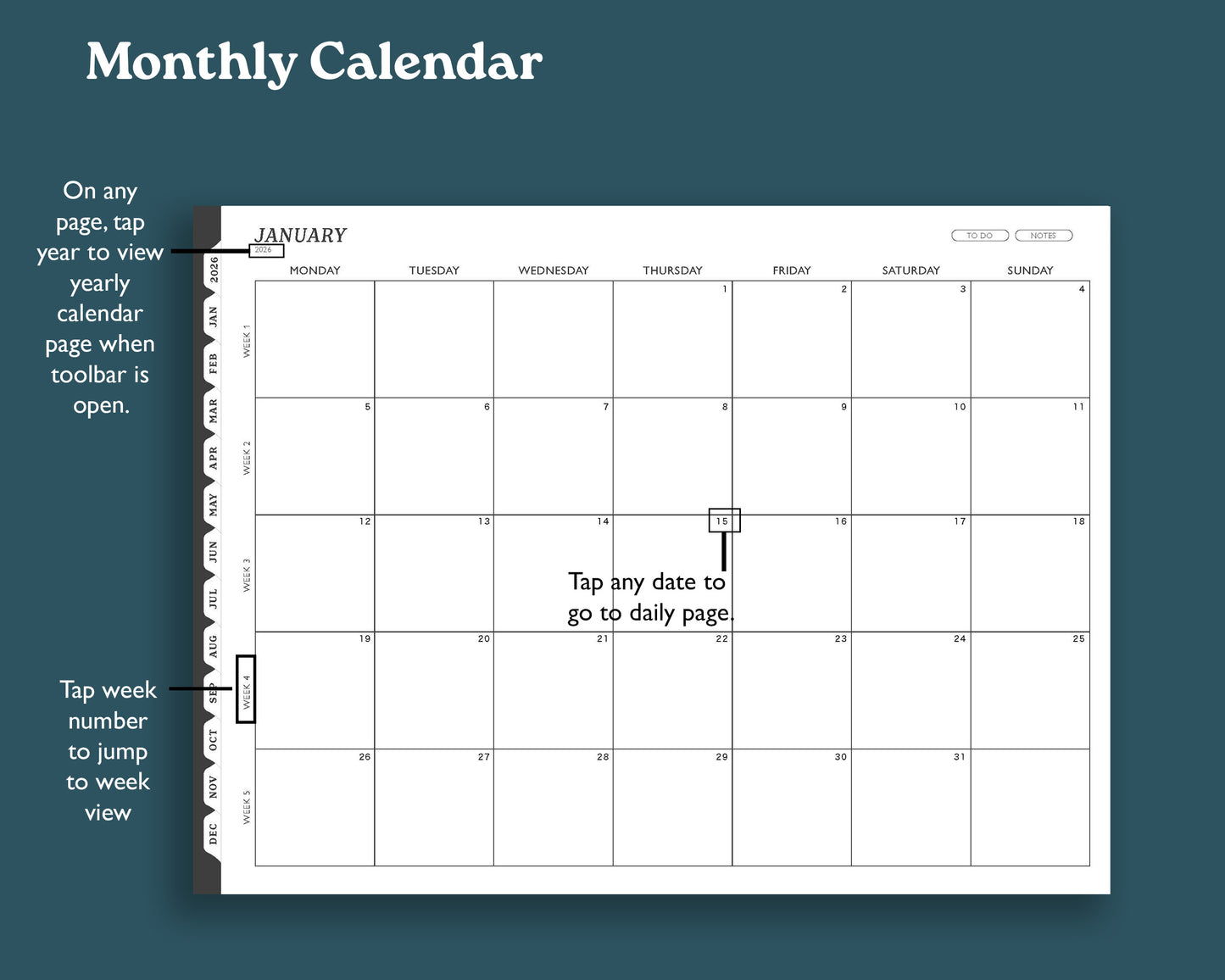 2026 Daily Planner | Landscape Planner for reMarkable 2