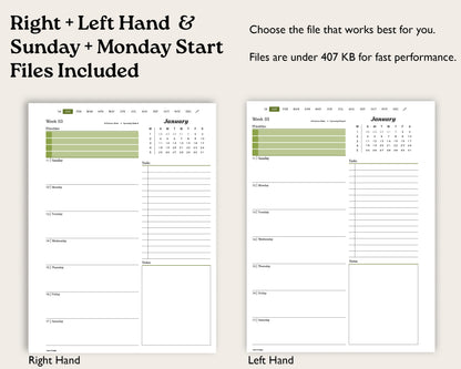 2026 Weekly Digital Planner for reMarkable Paper Pro – Minimalist Hyperlinked PDF Agenda & Digital Notebook | Sunday or Monday Start, 5 Colors