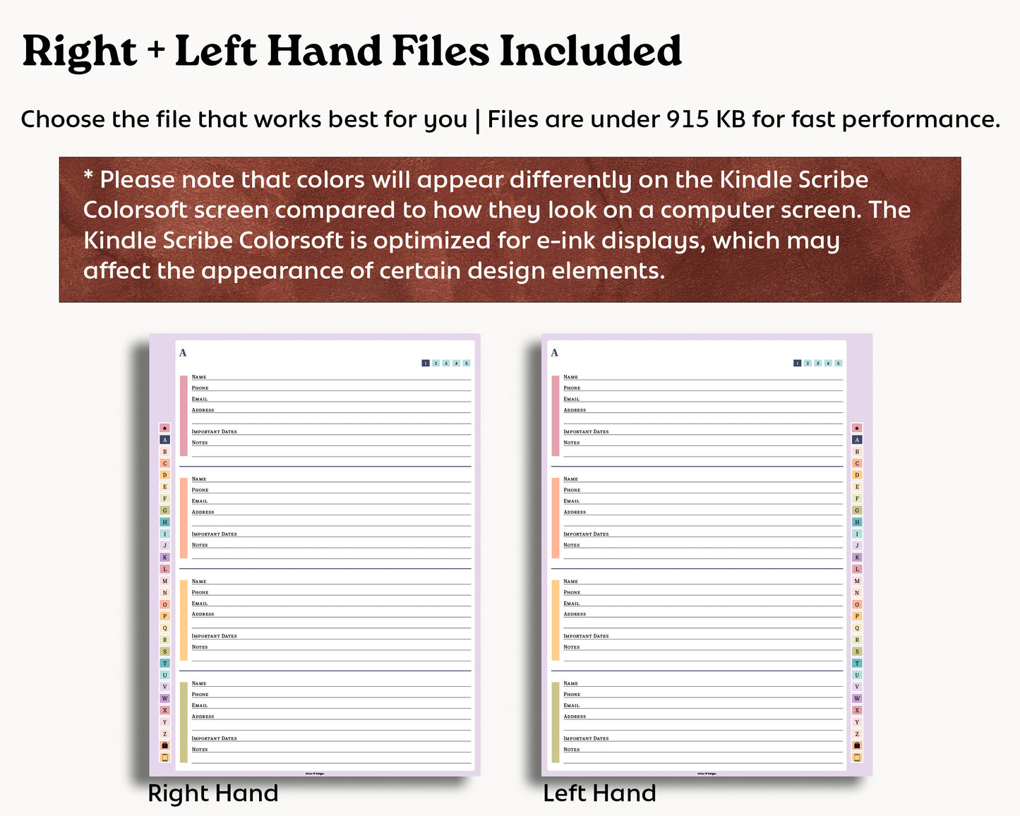 A to Z Address Book | for Kindle Scribe Colorsoft