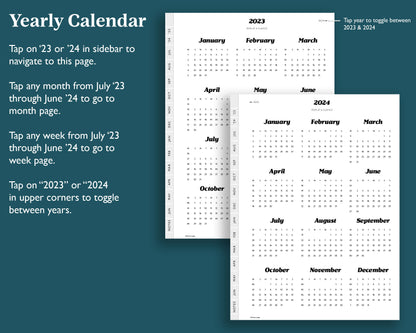 2023 2024 Mid Year Weekly Planner | for e-ink Devices