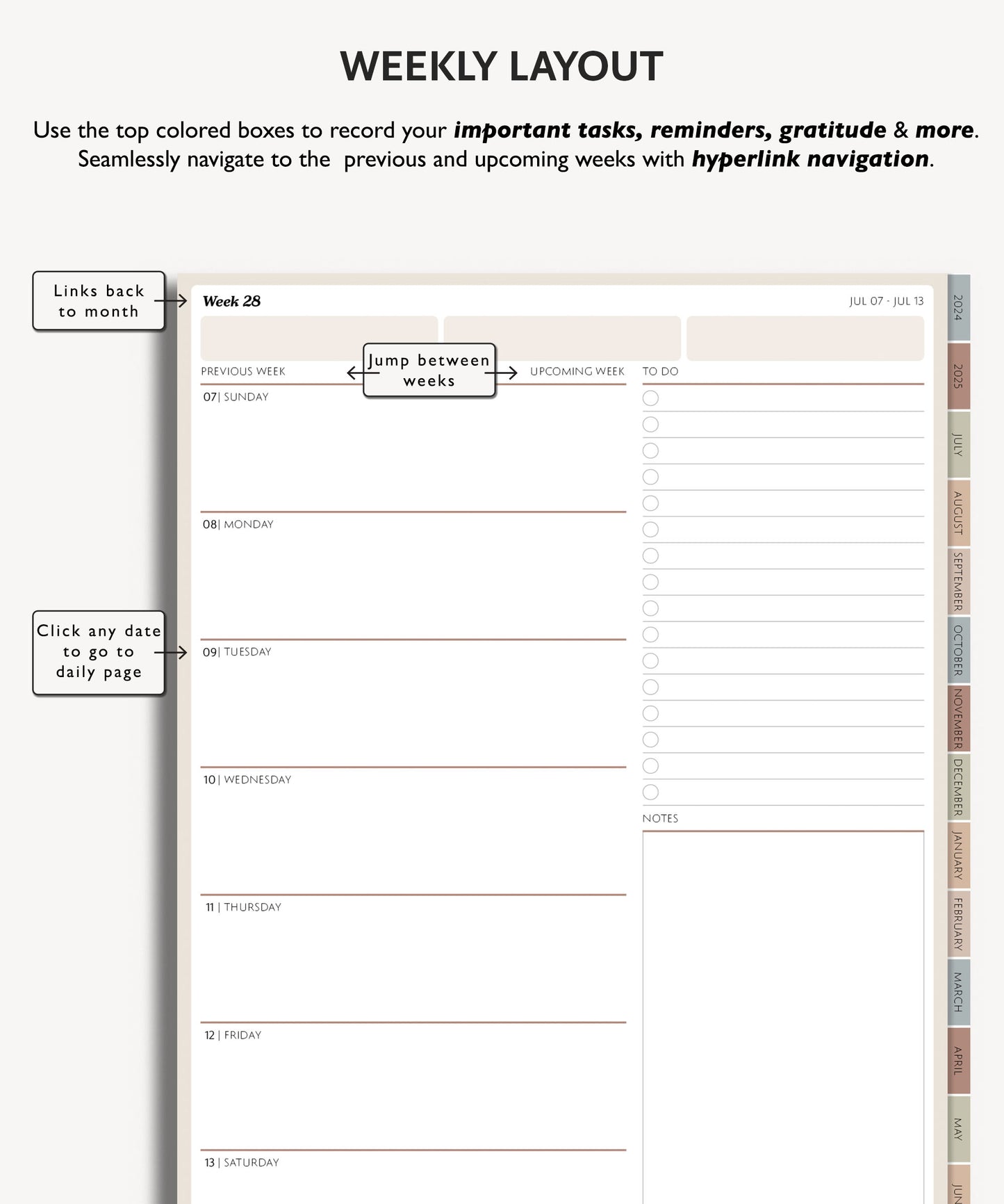 2024 2025 Mid Year Daily Planner | Minimal Modern Simple Agenda