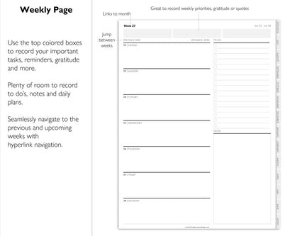 2023 2024 Mid Year Weekly Digital Planner | Simple Minimal